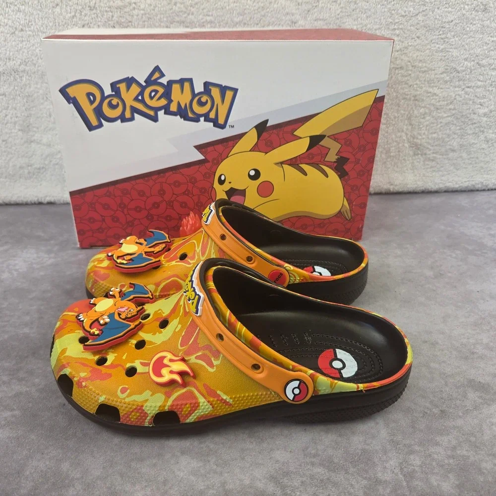Crocs Pokemon Charizard Classic Clogs Orange Black Fire Print Mens 8 Womens 10